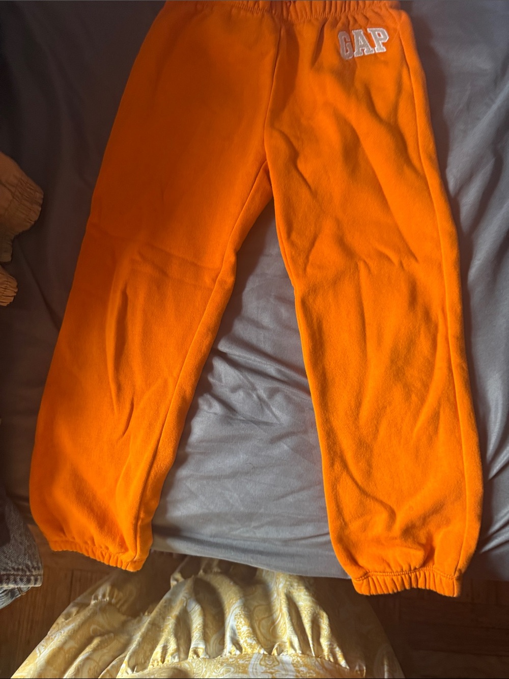 GAP Orange Fleece Joggers with White Logo
